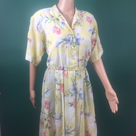 Vintage Yellow Floral Dress